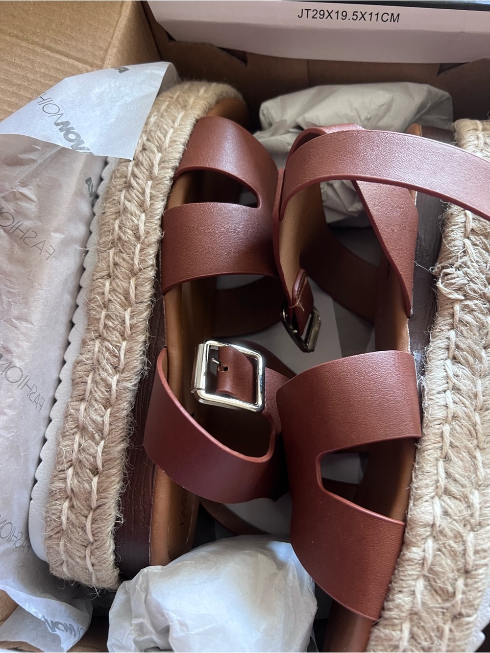 Women’s Brown Platform Espadrille Sandals with Buckle